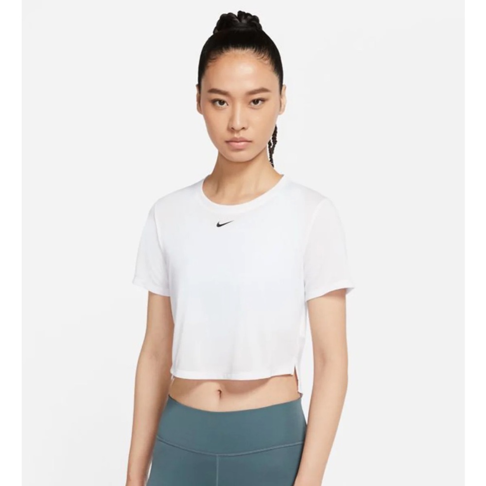 NIKE DRI-FIT ONE Short Sleeve Cropped Top (White & Black Duo)